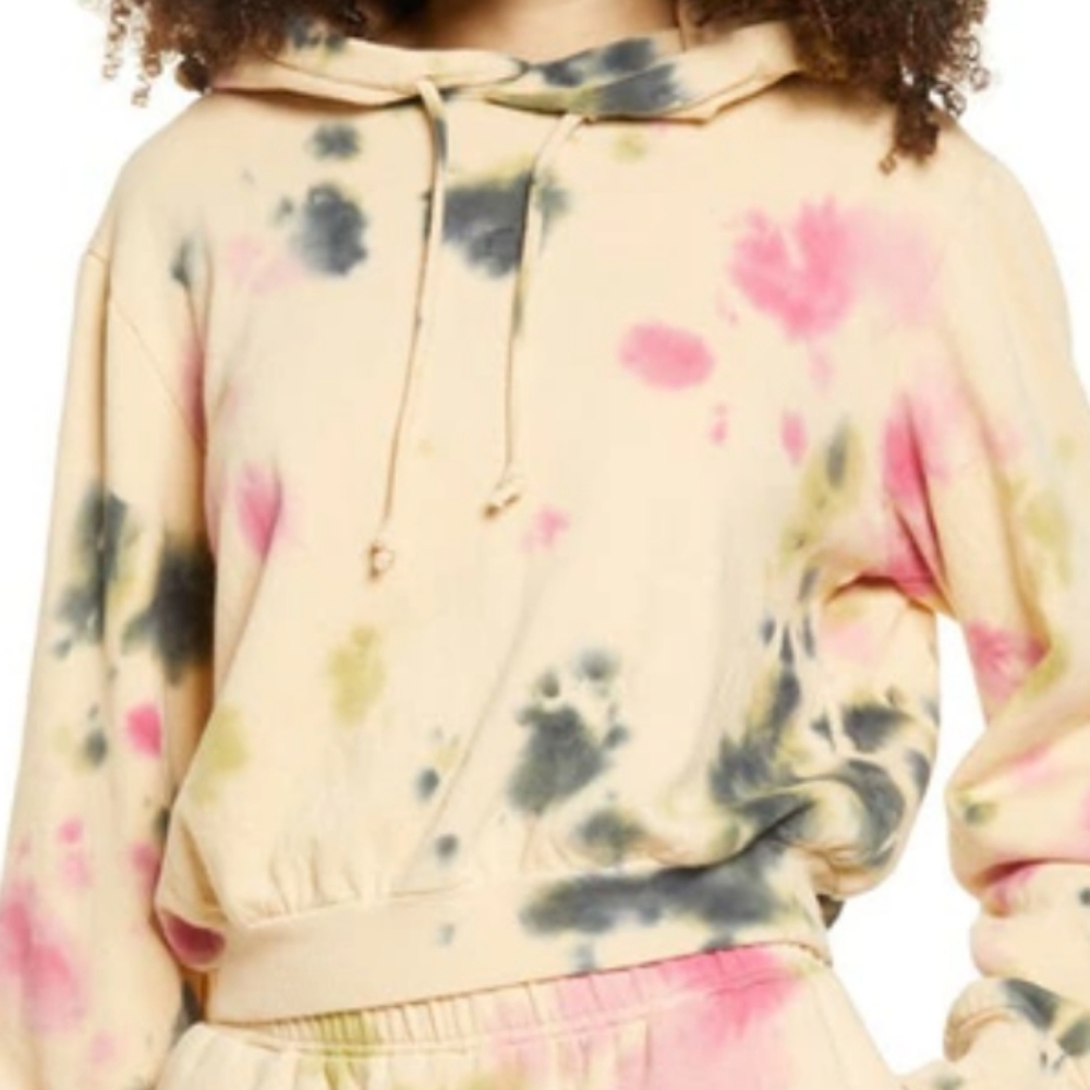 AFRMFink Crop Tie Dye Hoodie In Sand Crumble Tie Dye